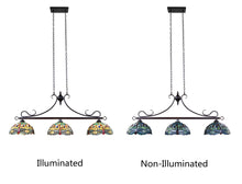 Load image into Gallery viewer, RADIANCE goods Dragonfly Tiffany-Style Dark Bronze 3 Light Island Pendant 48" Wide