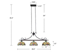 Load image into Gallery viewer, RADIANCE goods Dragonfly Tiffany-Style Dark Bronze 3 Light Island Pendant 48" Wide