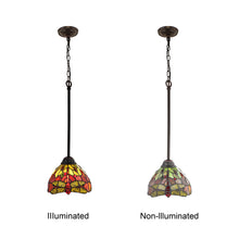 Load image into Gallery viewer, RADIANCE goods Dragonfly Tiffany-style Dark Bronze 1 Light Mini Pendant 8" Wide