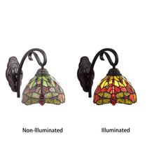 Load image into Gallery viewer, RADIANCE goods Dragonfly Tiffany-style Dark Bronze 1 Light Wall Sconce 8" Wide