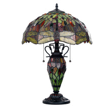 Load image into Gallery viewer, RADIANCE goods Tiffany-style Dark Bronze 3 Light Double Lit Table Lamp 16" Shade
