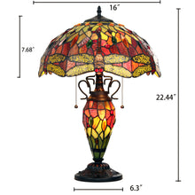 Load image into Gallery viewer, RADIANCE goods Tiffany-style Dark Bronze 3 Light Double Lit Table Lamp 16" Shade