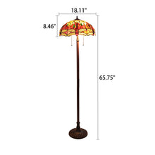Load image into Gallery viewer, RADIANCE goods Tiffany-style 2 Light Dragonfly Floor Lamp 18" Shade