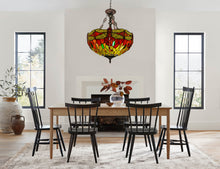 Load image into Gallery viewer, RADIANCE goods Dragonfly Tiffany-style Dark Bronze 3 Light Inverted Pendant 18" Wide