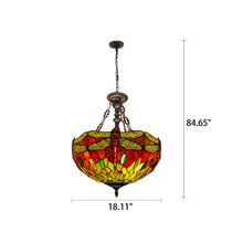 Load image into Gallery viewer, RADIANCE goods Dragonfly Tiffany-style Dark Bronze 3 Light Inverted Pendant 18" Wide