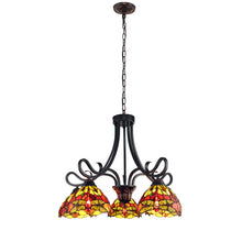 Load image into Gallery viewer, RADIANCE goods Dragonfly Tiffany-style Dark Bronze 5 Light Large Chandelier 27" Wide