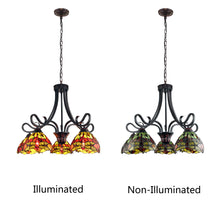 Load image into Gallery viewer, RADIANCE goods Dragonfly Tiffany-style Dark Bronze 5 Light Large Chandelier 27" Wide