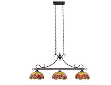 Load image into Gallery viewer, RADIANCE goods Dragonfly Tiffany-Style Dark Bronze 3 Light Island Pendant 48" Wide