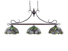 Load image into Gallery viewer, RADIANCE goods Dragonfly Tiffany-Style Dark Bronze 3 Light Island Pendant 48" Wide