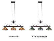 Load image into Gallery viewer, RADIANCE goods Dragonfly Tiffany-Style Dark Bronze 3 Light Island Pendant 48" Wide