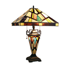 Load image into Gallery viewer, RADIANCE goods Mission-Style Blackish Bronze 3-Light Double-Lit Table Lamp 16" Shade