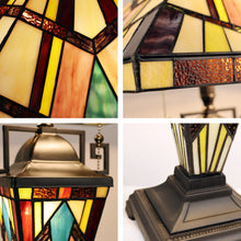 Load image into Gallery viewer, RADIANCE goods Mission-Style Blackish Bronze 3-Light Double-Lit Table Lamp 16" Shade