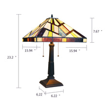 Load image into Gallery viewer, RADIANCE goods Mission-Style Blackish Bronze 2-Light Table Lamp 16" Shade