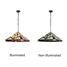 Load image into Gallery viewer, RADIANCE goods Mission Tiffany-style Blackish Bronze 2 Light Pendant 18" Wide