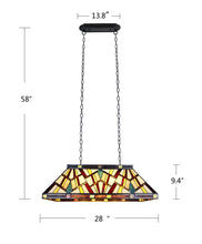 Load image into Gallery viewer, RADIANCE goods Mission Tiffany-Style 3 Light Island Pendant 28" Wide