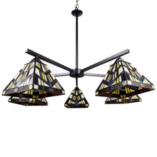 Load image into Gallery viewer, RADIANCE goods Mission Tiffany-style Blackish Bronze 5 Light Chandelier 30" Wide