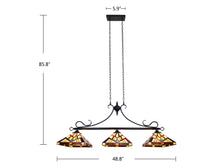 Load image into Gallery viewer, RADIANCE goods Mission Tiffany-Style 3 Light Island Pendant 47" Wide