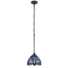 Load image into Gallery viewer, RADIANCE goods Dragonfly Tiffany-Style 1 Light Mini-Pendant 8" Wide