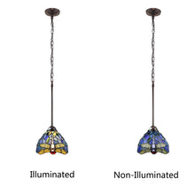 Load image into Gallery viewer, RADIANCE goods Dragonfly Tiffany-Style 1 Light Mini-Pendant 8" Wide