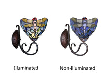 Load image into Gallery viewer, RADIANCE goods Dragonfly Tiffany-Style 1 Light Wall Sconce 8" Wide