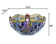 Load image into Gallery viewer, RADIANCE goods Dragonfly Tiffany-Style 1 Light Wall Sconce 12" Wide