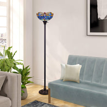 Load image into Gallery viewer, RADIANCE goods Dragonfly-Style Dark Bronze 1 Light Torchiere Floor Lamp 14" Wide