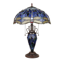 Load image into Gallery viewer, RADIANCE goods Dragonfly-Style Dark Bronze 3 Light Double Lit Table Lamp 16" Wide