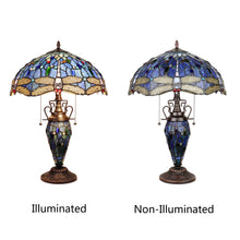 Load image into Gallery viewer, RADIANCE goods Dragonfly-Style Dark Bronze 3 Light Double Lit Table Lamp 16" Wide