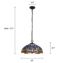 Load image into Gallery viewer, RADIANCE goods Dragonfly Tiffany-Style Dark Bronze 2 OR 3 Light Ceiling Pendant 18" Wide