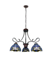 Load image into Gallery viewer, RADIANCE goods Dragonfly Tiffany-Style 3 Light Chandelier 25" Wide