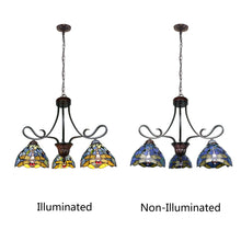 Load image into Gallery viewer, RADIANCE goods Dragonfly Tiffany-Style 3 Light Chandelier 25" Wide