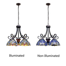 Load image into Gallery viewer, RADIANCE goods Dragonfly Tiffany-Style Dark Bronze 5 Light Chandelier 25" Wide