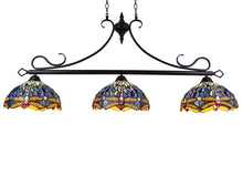 Load image into Gallery viewer, RADIANCE goods Dragonfly Tiffany-Style 3 Light Island Pendant 25" Wide