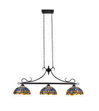 Load image into Gallery viewer, RADIANCE goods Dragonfly Tiffany-Style 3 Light Island Pendant 25" Wide