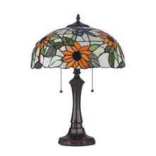 Load image into Gallery viewer, RADIANCE goods Tiffany-Style 2 Light Floral Table Lamp 16" Wide