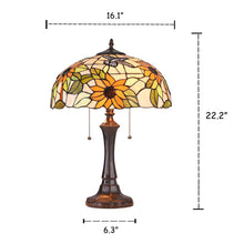 Load image into Gallery viewer, RADIANCE goods Tiffany-Style 2 Light Floral Table Lamp 16" Wide