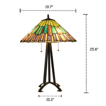 Load image into Gallery viewer, RADIANCE goods Tiffany-Style 3 Light Geometric Table Lamp 20" Shade