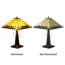 Load image into Gallery viewer, RADIANCE goods Tiffany-Style 2 Light Mission Table Lamp 16" Shade