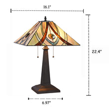 Load image into Gallery viewer, RADIANCE goods Tiffany-Style 2 Light Mission Table Lamp 16" Shade