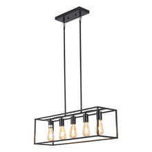 Load image into Gallery viewer, RADIANCE goods Industrial 5 Light Matt Black Island Pendant 33" Wide