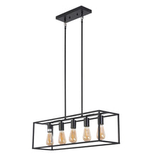 Load image into Gallery viewer, RADIANCE goods Industrial 5 Light Matt Black Island Pendant 33" Wide