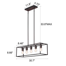 Load image into Gallery viewer, RADIANCE goods Industrial 5 Light Oil Rubbed Bronze Island Pendant 33" Wide