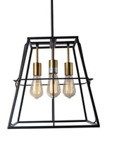 Load image into Gallery viewer, RADIANCE goods Industrial 4 Light Matt Black/Gold Trapezoid Ceiling Pendant 15" Wide