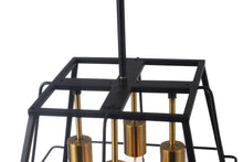 Load image into Gallery viewer, RADIANCE goods Industrial 4 Light Matt Black/Gold Trapezoid Ceiling Pendant 15" Wide