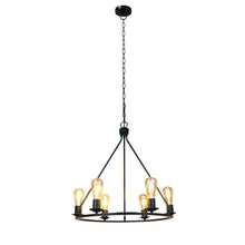 Load image into Gallery viewer, RADIANCE goods Industrial-Style Matt Black Finish 6 Light Large Pendant 22" Wide