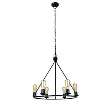 Load image into Gallery viewer, RADIANCE goods Industrial-Style Matt Black Finish 6 Light Large Pendant 22" Wide