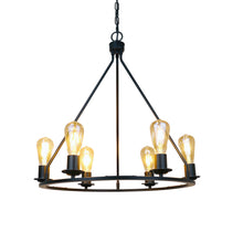 Load image into Gallery viewer, RADIANCE goods Industrial-Style Matt Black Finish 6 Light Large Pendant 22" Wide