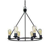 Load image into Gallery viewer, RADIANCE goods Industrial-Style Matt Black Finish 6 Light Large Pendant 22" Wide