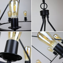 Load image into Gallery viewer, RADIANCE goods Industrial-Style Matt Black Finish 6 Light Large Pendant 22" Wide