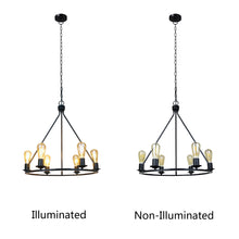 Load image into Gallery viewer, RADIANCE goods Industrial-Style Matt Black Finish 6 Light Large Pendant 22" Wide